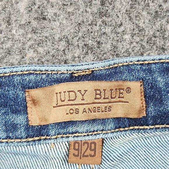 Judy Blue‎ Jeans Womens 9 29 Medium Wash Straight Plaid Patch Denim - Picture 3 of 9